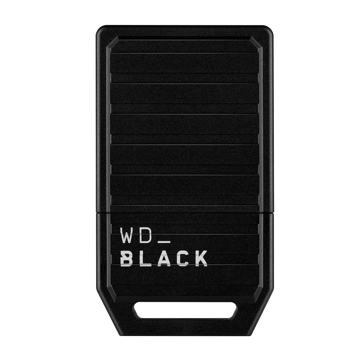 Black WD_BLACK C50 expansion card with a ridged face and WD_BLACK lettering